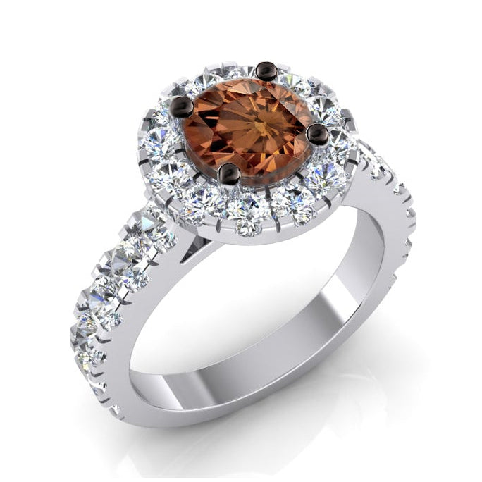 Halo-Stijl Bruine Diamanten Ring Gouden Dames Sieraden