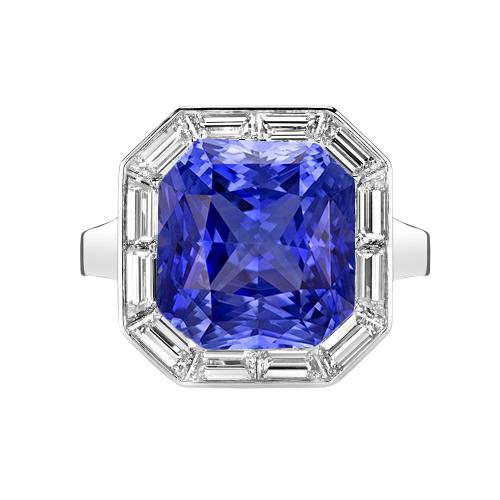 Halo Stralende Blauwe Saffier Ring & Stokbrood Diamanten 3,50 karaat - harrychadent.nl