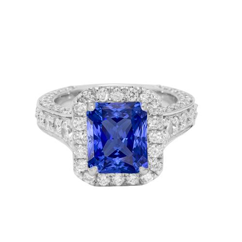 Halo Stralende Ceylon Sapphire Diamanten Ring Sieraden 3.50 Karaat - harrychadent.nl
