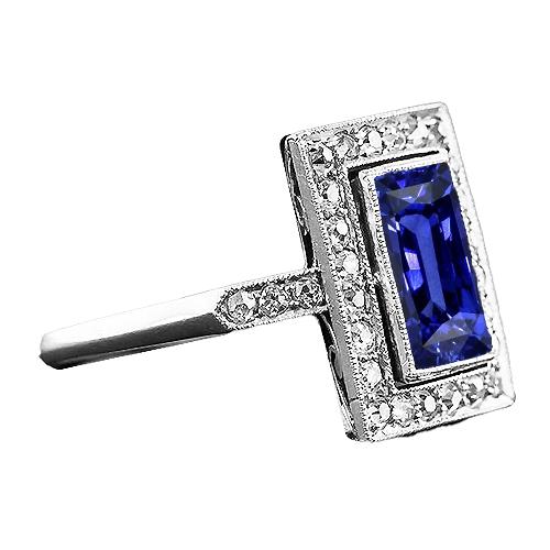Halo Stralende Ceylon Sapphire Ring Antieke Stijl & Diamanten 4 Karaat - harrychadent.nl
