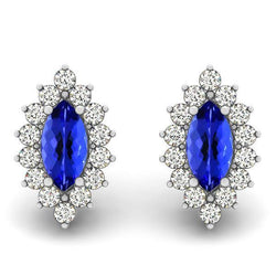 Halo Tanzaniet met diamanten 6 karaats oorbellen met pinnenset