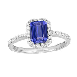 Halo Trouwring Smaragd Blauwe Saffier & Ronde Diamanten 3,50 Karaat