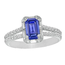 Halo Trouwring Split Shank Sri Lankaanse Saffier & Diamanten 3 Karaat