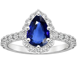 Halo Verlovingsring Blauwe Saffier & Diamanten 5,50 Karaat
