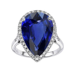 Halo Verlovingsring Peer Ceylon Saffier & Diamanten 5 Karaat
