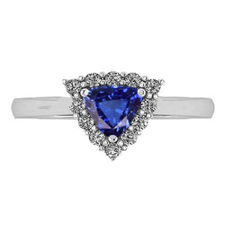 Halo biljoen blauwe saffier ring 2,50 karaat ronde diamanten sieraden