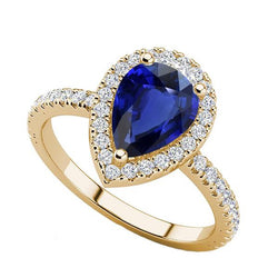 Halo blauwe saffier stenen ring & ronde diamanten 4,50 karaat