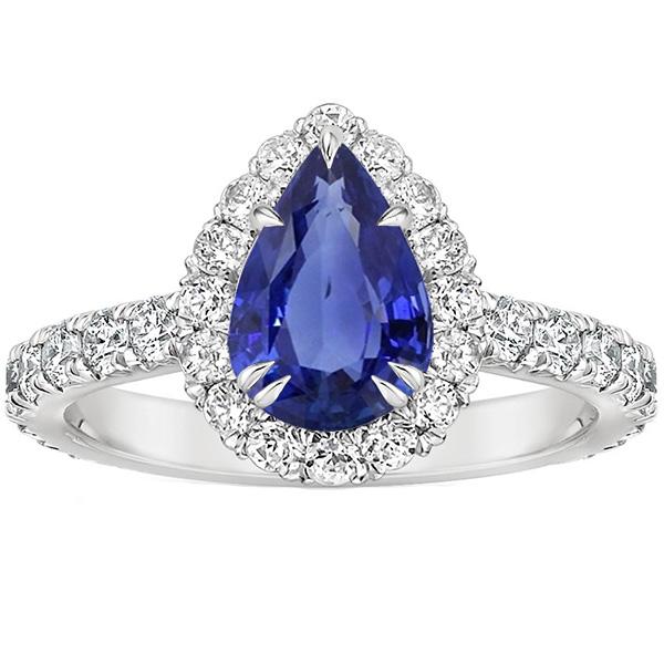 Halo diamant Edelsteen Ring Peer Ceylon Sapphire Claw Prong Set 6 karaat - harrychadent.nl