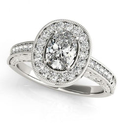 Halo diamant Vintage stijl verlovingsring 1,25 karaat massief WG 14K