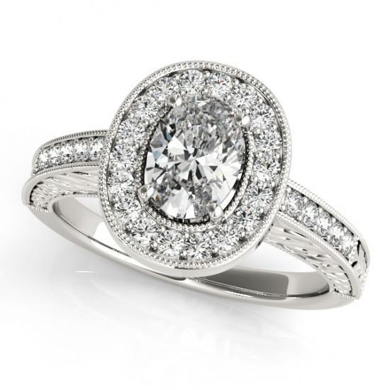 Halo diamant Vintage stijl verlovingsring 1,25 karaat massief WG 14K - harrychadent.nl
