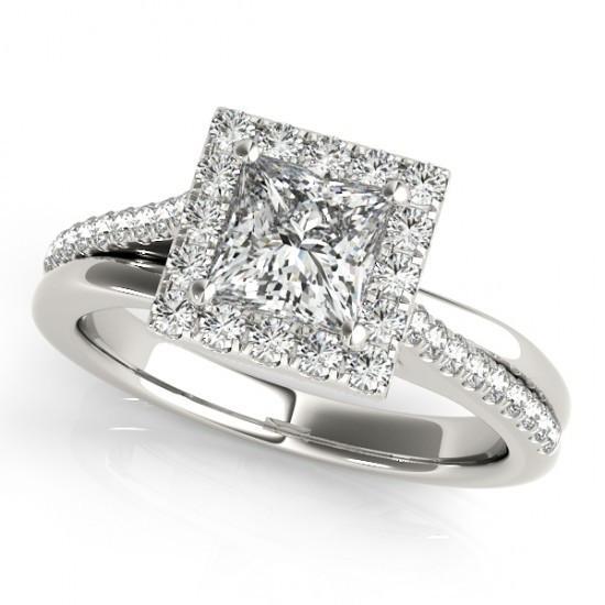Halo diamanten prinses geslepen met accenten verlovingsring 1,50 karaat - harrychadent.nl