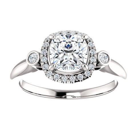 Halo diamanten ring met drie stenen van 1,26 ct, 14 kt witgoud - harrychadent.nl