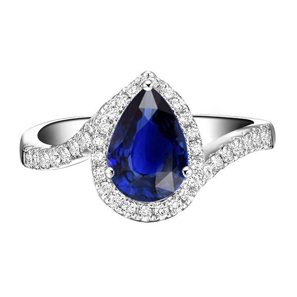 Halo diamanten ring spanning stijl peer blauwe saffier 4 karaat - harrychadent.nl