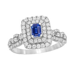 Halo diamanten ring vintage stijl smaragd blauwe saffier sieraden 3 karaat