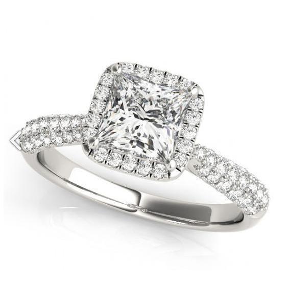 Halo diamanten verlovingsring 1.75 karaat wit goud 14K Nieuw - harrychadent.nl