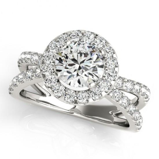 Halo diamanten verlovingsring 2,50 karaat gespleten schacht wit goud 14K - harrychadent.nl
