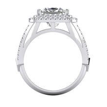Afbeelding in Gallery-weergave laden, Halo diamanten verlovingsring 6 karaat gespleten schacht wit goud 14K - harrychadent.nl
