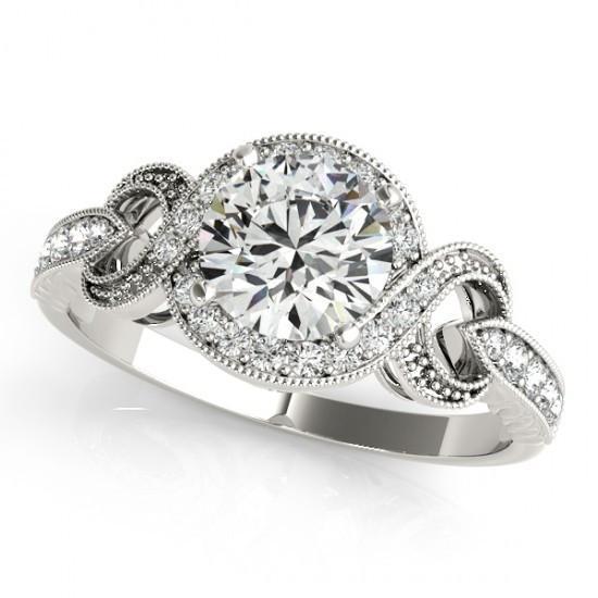 Halo diamanten verlovingsring Twisted Shank 1,35 karaat witgoud 14K - harrychadent.nl