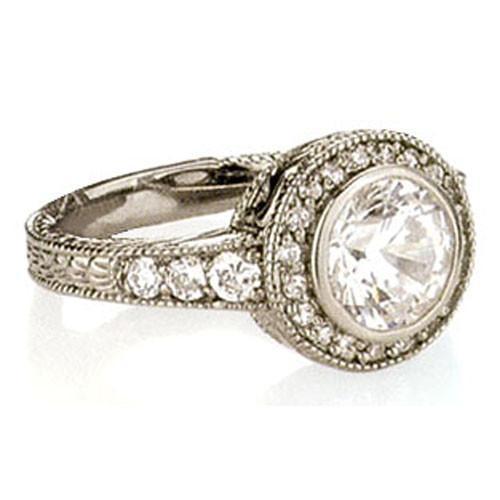 Halo diamanten verlovingsring Vintage stijl 1,35 karaat - harrychadent.nl