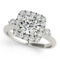 Halo-diamantring 1,50 karaat witgoud 14K Damesjuwelen Nieuw