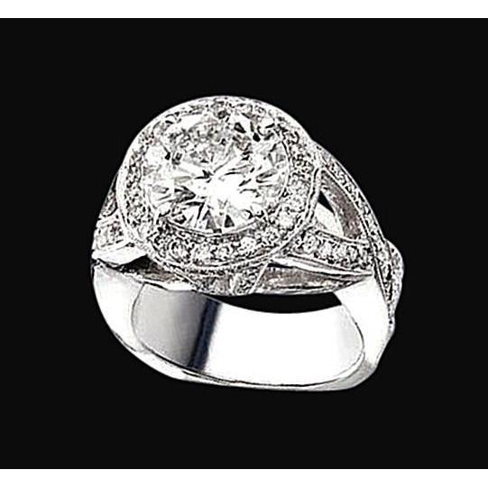Halo-diamantring met gespleten schacht 2,06 karaat witgoud 14K - harrychadent.nl