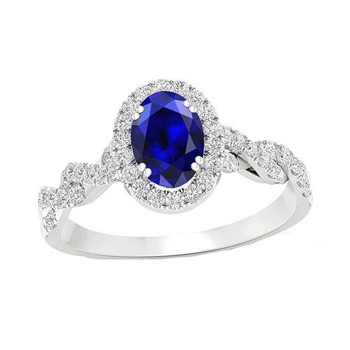 Halo-diamantring voor dames Witgoud 4,50 karaat blauwe saffierjuwelen - harrychadent.nl