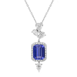 Halo edelsteen hanger peer & ronde diamanten halsketting 3,25 karaat