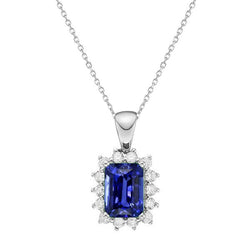 Halo-hanger Stralend blauwe saffier en diamanten sterstijl 1,75 karaat