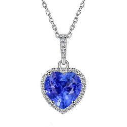 Halo hanger hart Ceylon saffier & diamanten halsketting 4 karaat