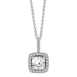 Halo hanger met diamanten halsketting zonder ketting 1,25 karaat witgoud 14K