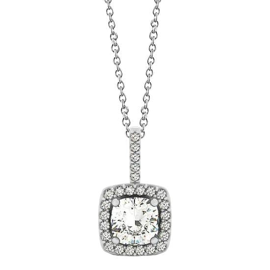 Halo hanger met diamanten halsketting zonder ketting 1,25 karaat witgoud 14K - harrychadent.nl