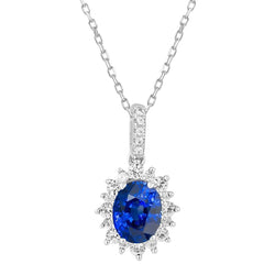 Halo hanger ovale edelsteen & ronde diamant sterstijl 3,50 karaat