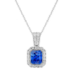 Halo hanger stralende lichtblauwe saffier en diamanten sieraden 2,75 karaat