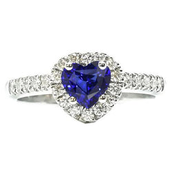 Halo hart Ceylon saffier trouwring 3.50 karaat diamanten sieraden