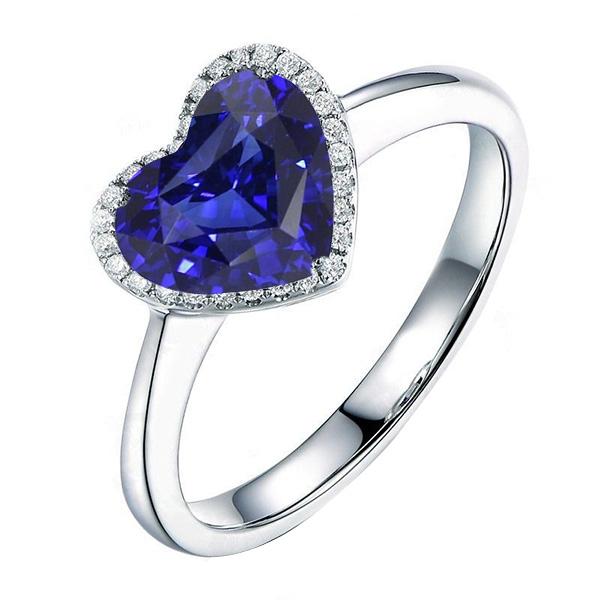 Halo hart Ceylon saffier trouwring 3.50 karaat gouden sieraden - harrychadent.nl