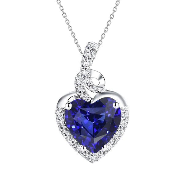 Halo hart blauwe saffier & diamanten hanger gouden sieraden 3,25 karaat - harrychadent.nl