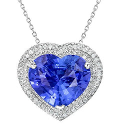 Halo hart lichtblauwe saffier diamanten hanger 8 karaat goud