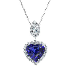 Halo hart saffier hanger markiezin & ronde diamant 3,25 karaat