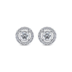 Halo-oorbel Met Ronde Echt Diamanten Oorknopjes 1,36 Karaat Witgoud 14K
