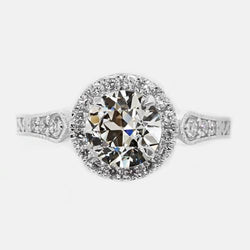 Halo oude mijn geslepen diamanten ring met accenten 2,75 karaat vintage stijl