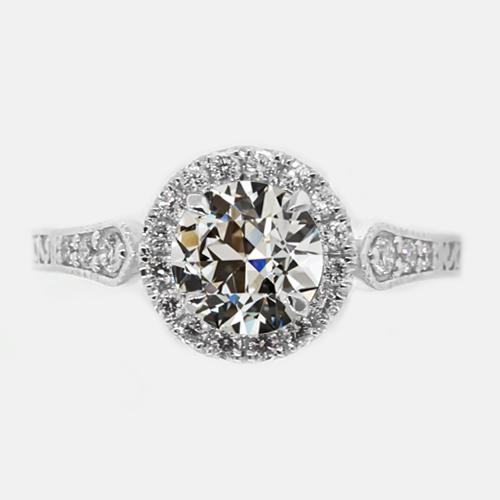 Halo oude mijn geslepen diamanten ring met accenten 2,75 karaat vintage stijl - harrychadent.nl