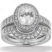 Afbeelding in Gallery-weergave laden, Halo ovale diamanten verlovingsring set 1,67 karaat witgouden sieraden - harrychadent.nl

