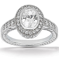 Halo ovale diamanten verlovingsring set 1,67 karaat witgouden sieraden