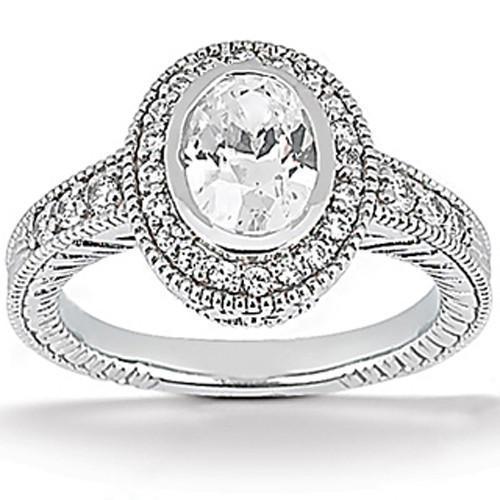 Halo ovale diamanten verlovingsring set 1,67 karaat witgouden sieraden - harrychadent.nl
