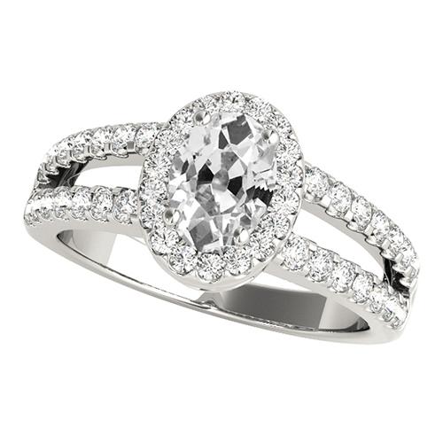 Halo ovale oude mijn geslepen diamanten ring gespleten schacht sieraden 5,25 karaat - harrychadent.nl