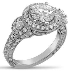 Halo-ring in antieke stijl met diamanten 3,60 karaat