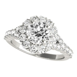 Halo-ring in sterstijl rond oude mijn geslepen diamanten sieraden 4,50 karaat