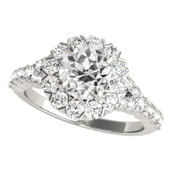 Halo-ring in sterstijl rond oude mijn geslepen diamanten sieraden 4,50 karaat - harrychadent.nl