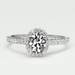 Halo ring met accenten ronde en ovale oude mijn geslepen diamant 3,50 karaat