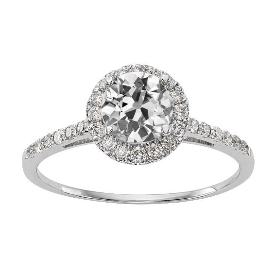 Halo ring met accenten ronde oude mijnwerker diamant 3,50 karaat goud 14K - harrychadent.nl